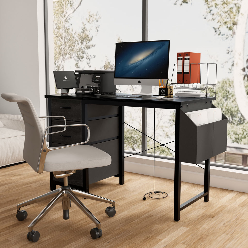 Modern Office Desk with Power Outlet - Black - 47.30"L x 19.70"W x 29.53"H - image 12