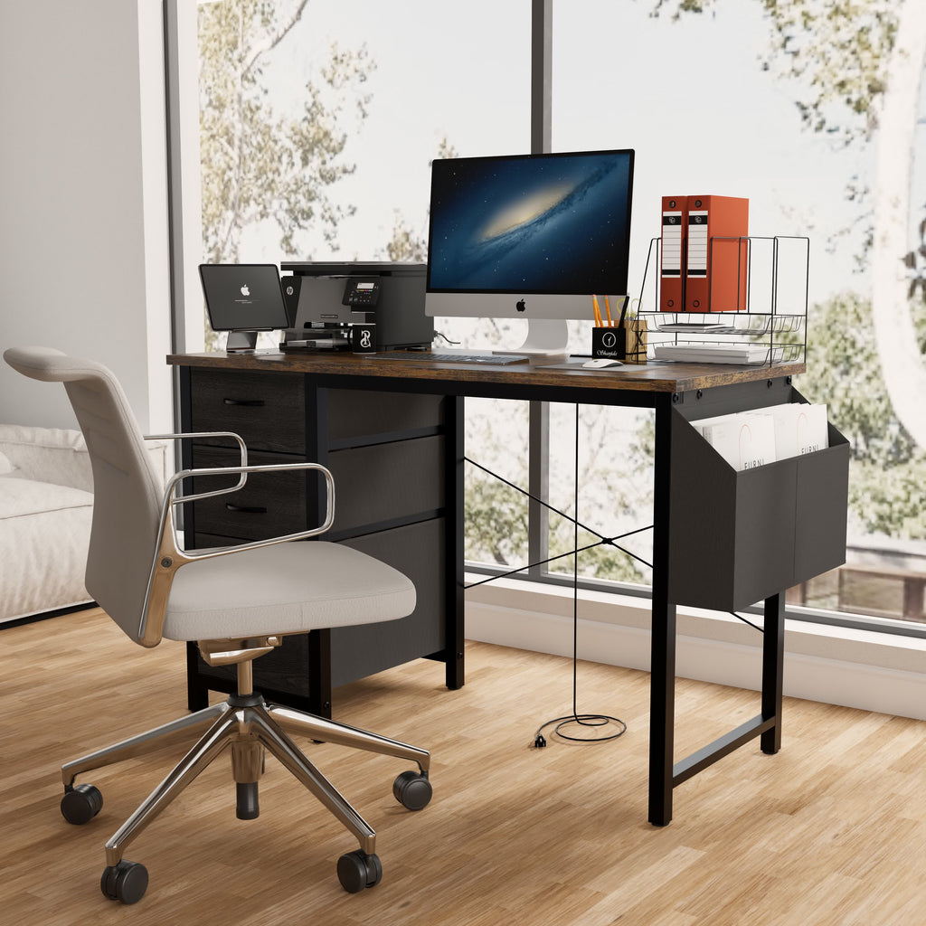 Modern Office Desk with Power Outlet - Brown - 47.30"L x 19.70"W x 29.53"H - image 22