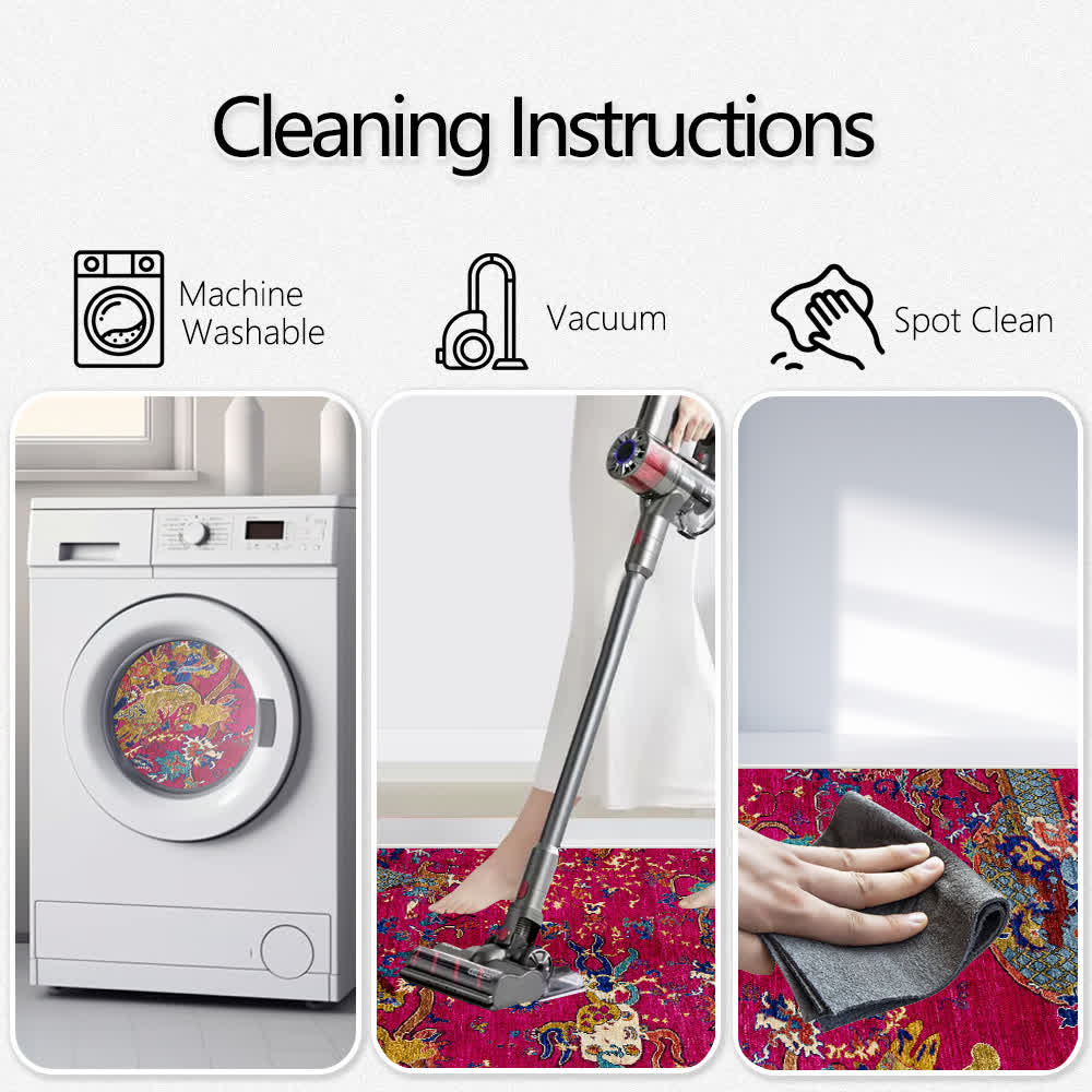 Oriental Dragon Washable Soft Area Rug