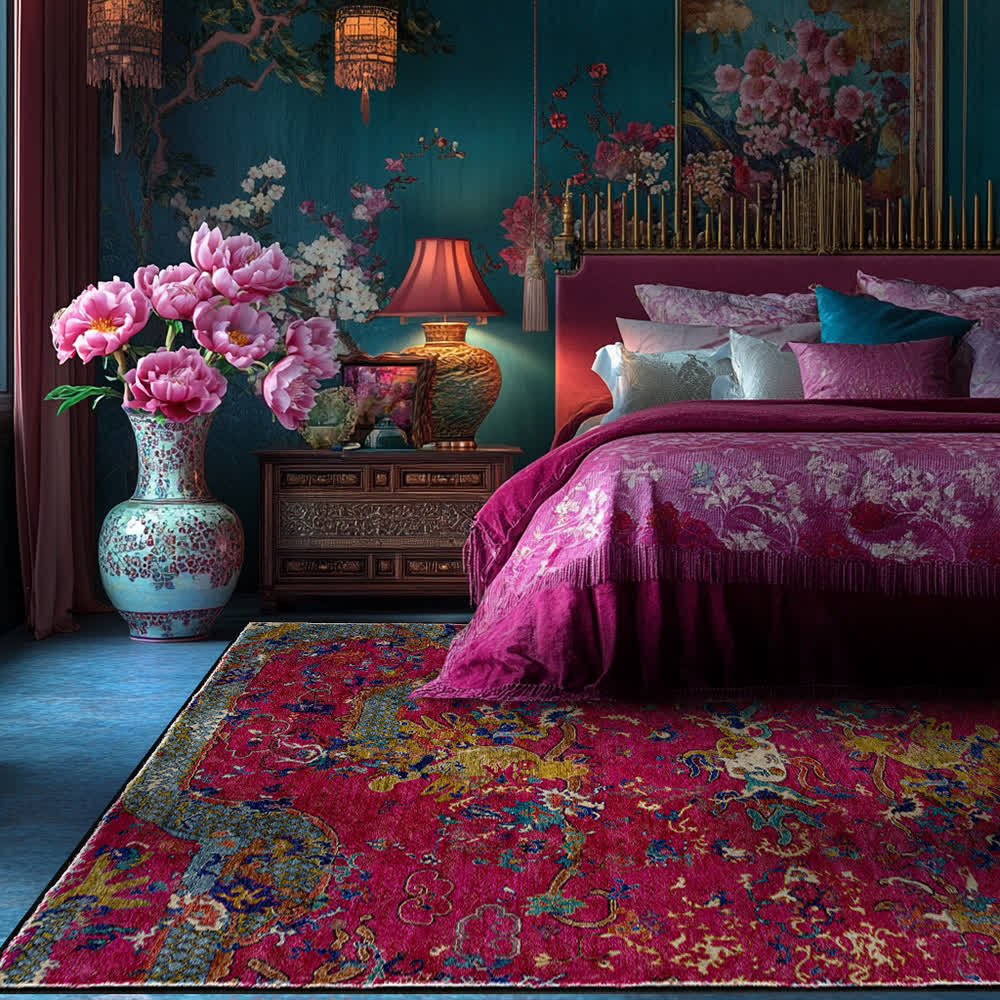 Oriental Dragon Washable Soft Area Rug