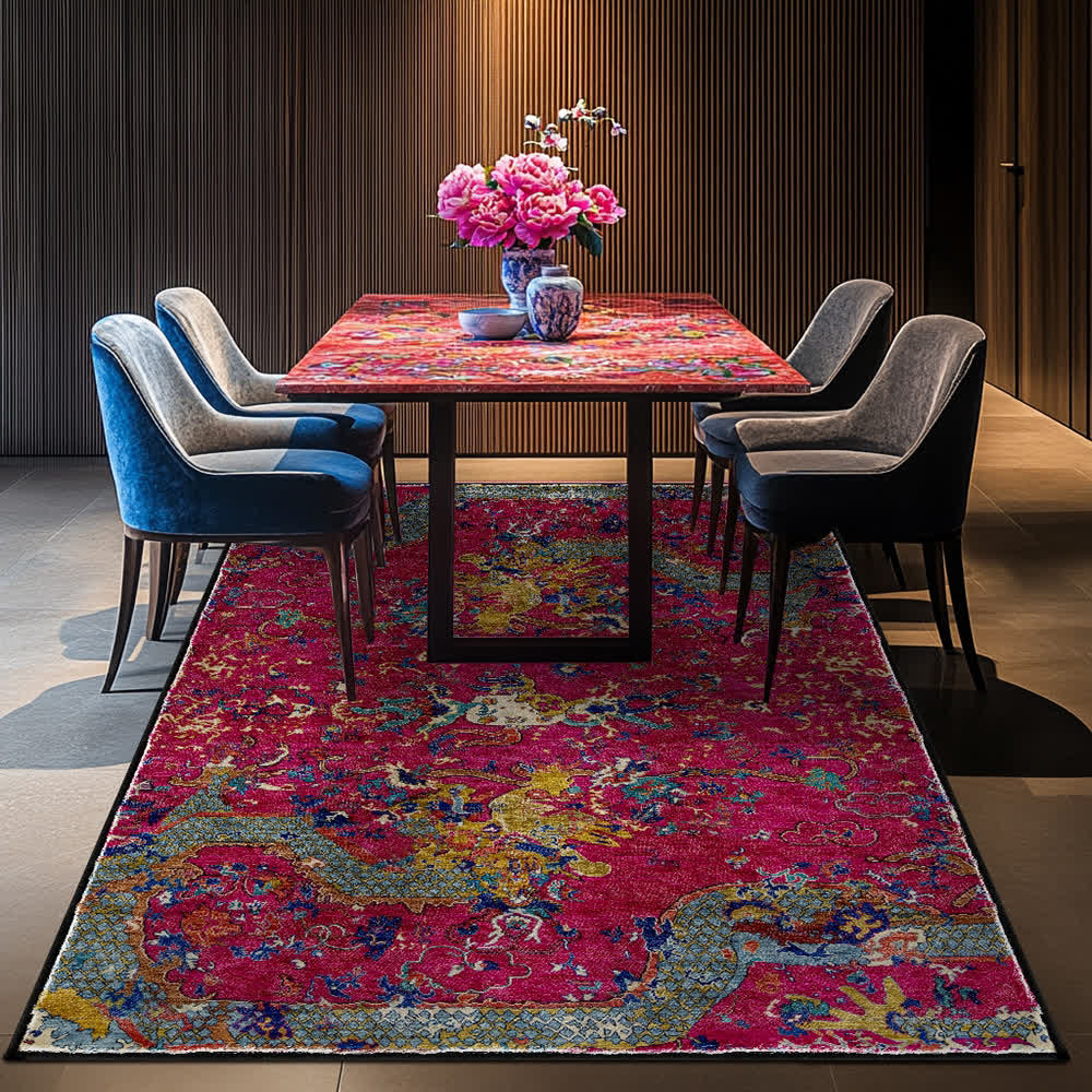 Oriental Dragon Washable Soft Area Rug