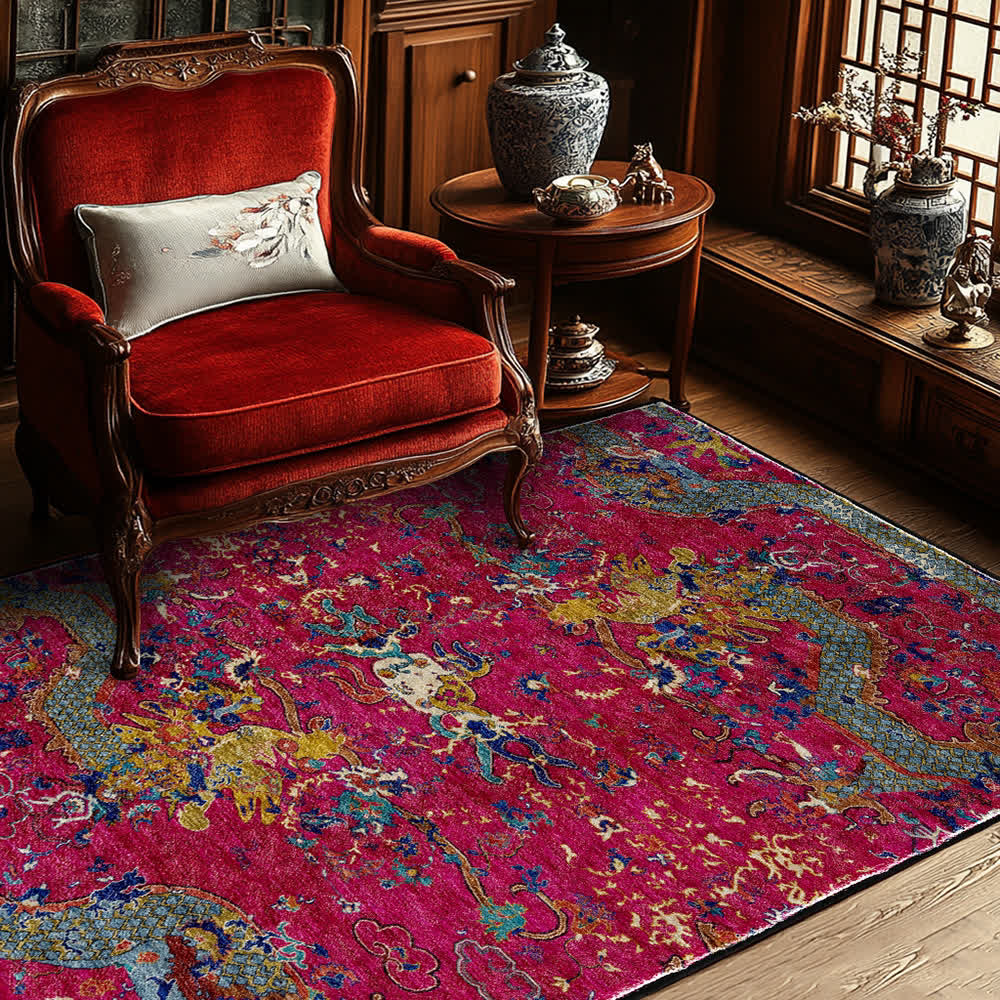 Oriental Dragon Washable Soft Area Rug