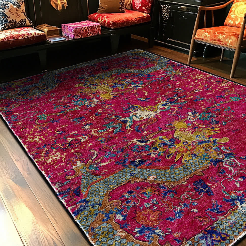 Oriental Dragon Washable Soft Area Rug