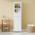 63" Tall Bathroom Storage Cabinet With Glass Doors - White - image 0