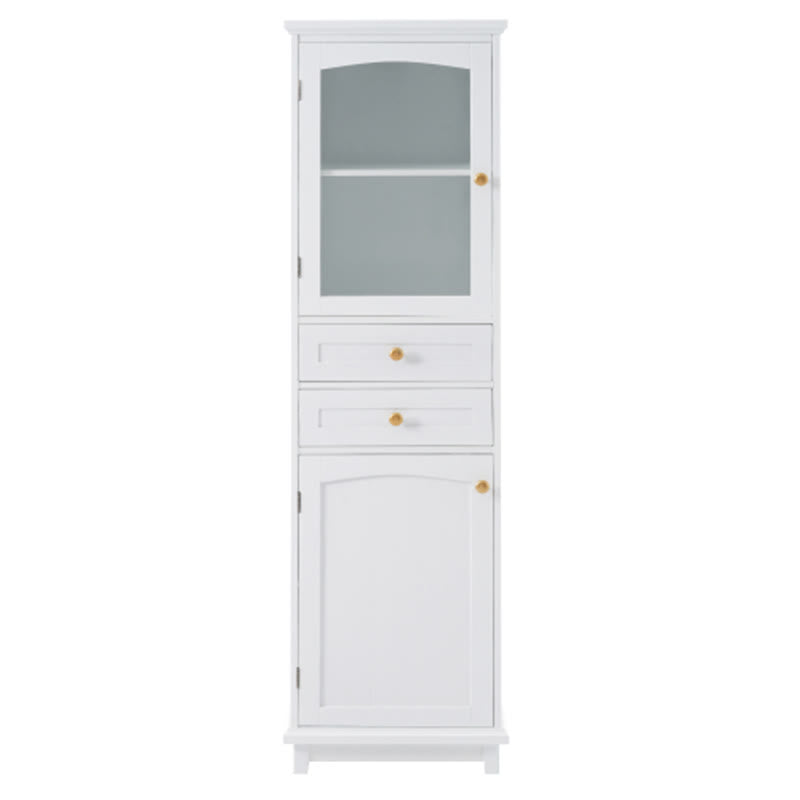 63" Tall Bathroom Storage Cabinet With Glass Doors