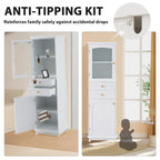 63" Tall Bathroom Storage Cabinet With Glass Doors - image 4