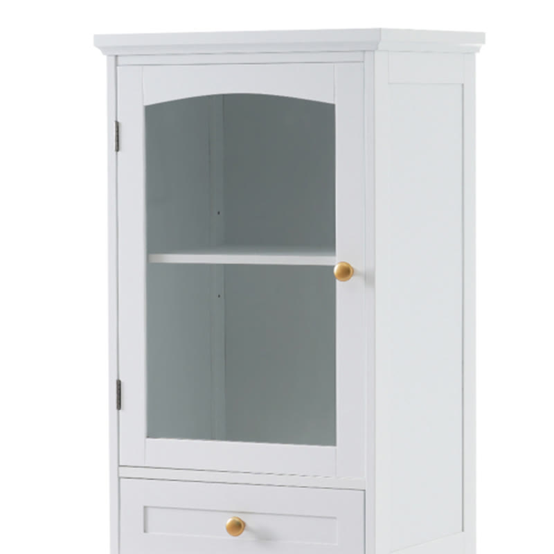 63" Tall Bathroom Storage Cabinet With Glass Doors