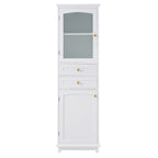 63" Tall Bathroom Storage Cabinet With Glass Doors - image 1
