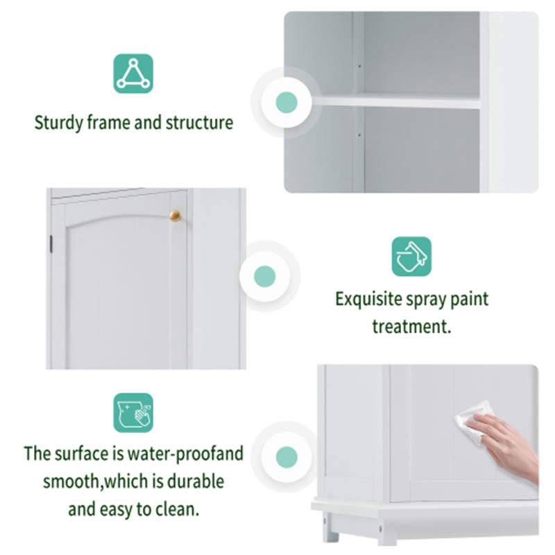 63" Tall Bathroom Storage Cabinet With Glass Doors - image 7