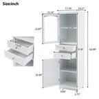 63" Tall Bathroom Storage Cabinet With Glass Doors - image 13