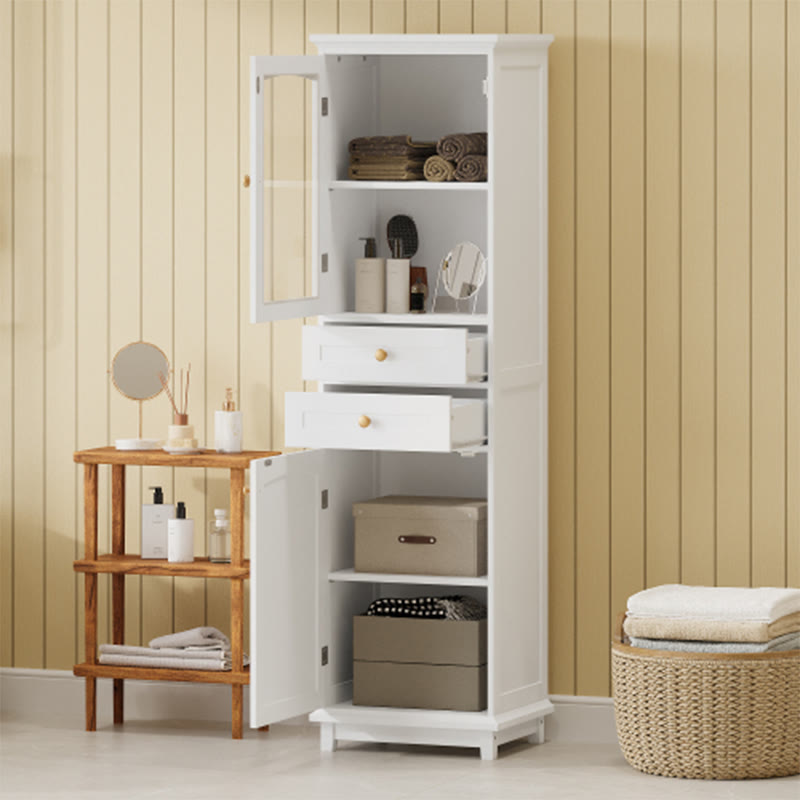 63" Tall Bathroom Storage Cabinet With Glass Doors - image 3