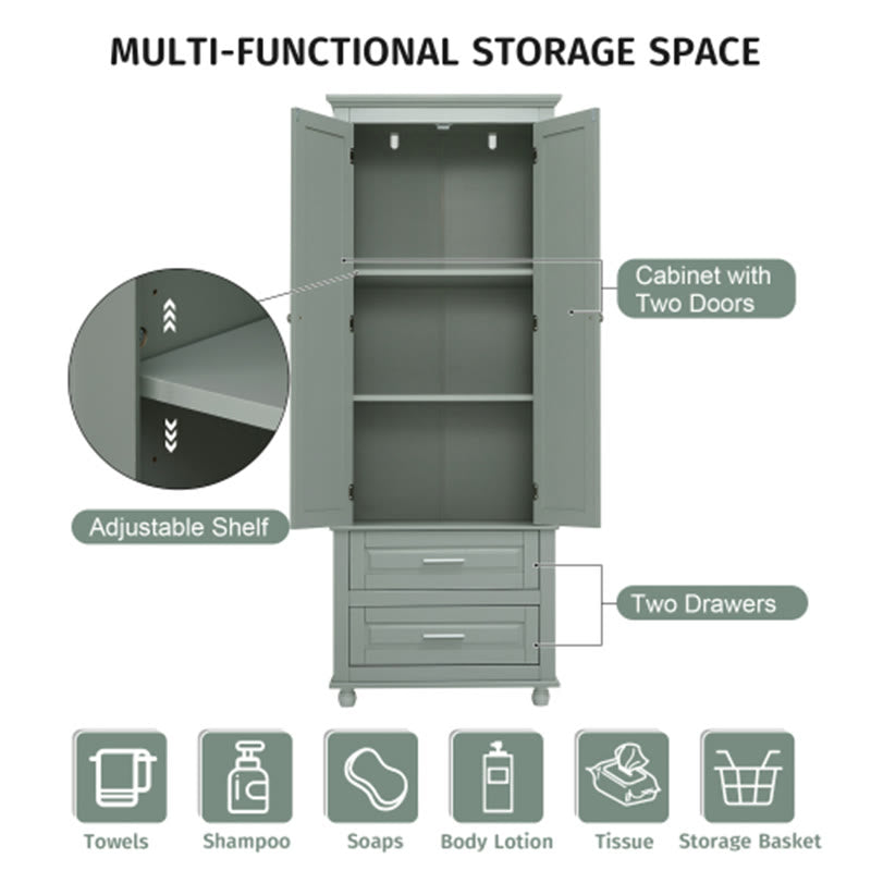 Tall Storage Cabinet With Two Drawers  - image 5