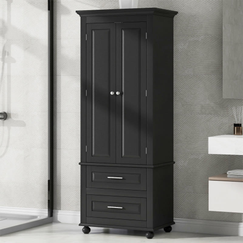 Tall Storage Cabinet With Two Drawers  - Black - image 11