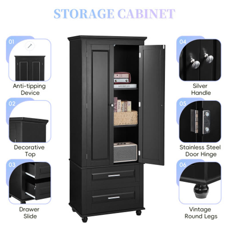 Tall Storage Cabinet With Two Drawers  - image 14
