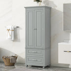 Tall Storage Cabinet With Two Drawers  - Grey - image 0