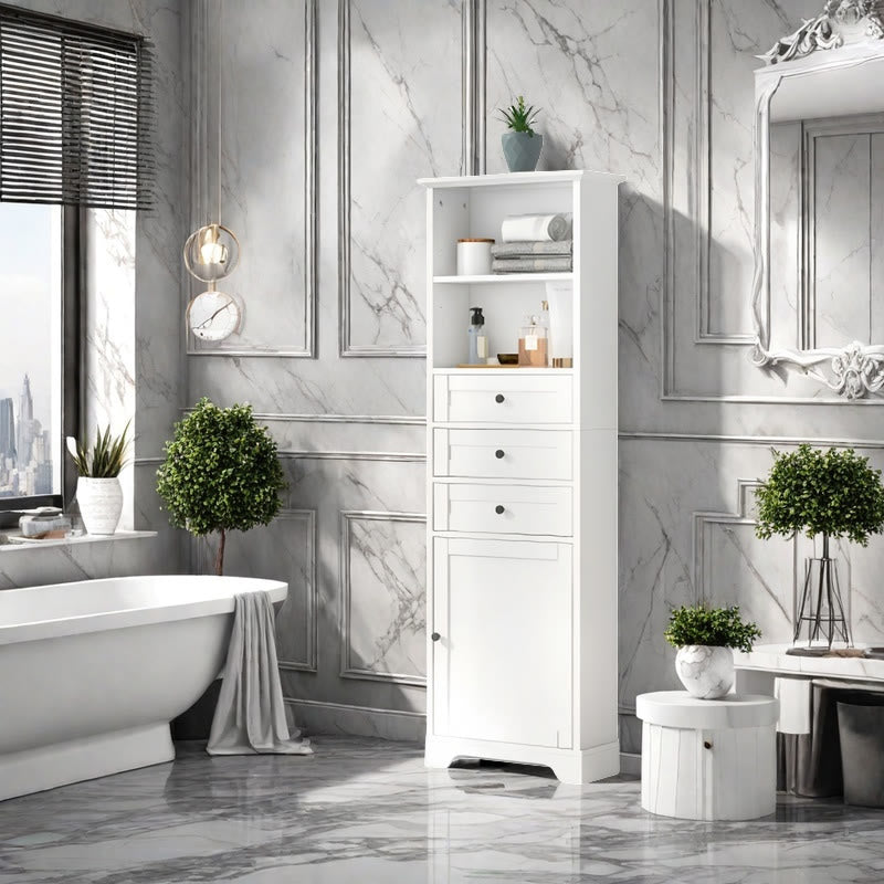 Tall Narrow Storage Cabinet For Bathroom - White - image 0