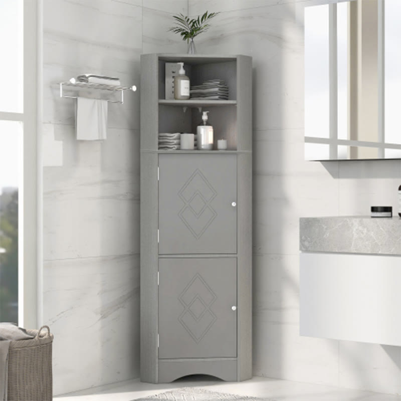 Tall Bathroom Corner Cabinet  - Grey - image 0