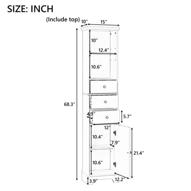White Tall Bathroom Cabinet - image 10