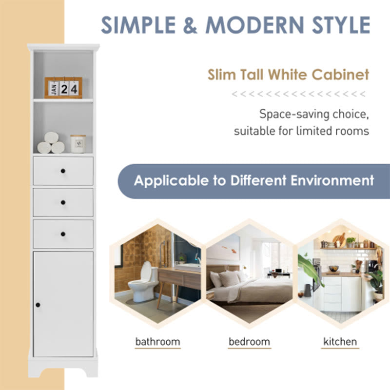 White Tall Bathroom Cabinet - image 6