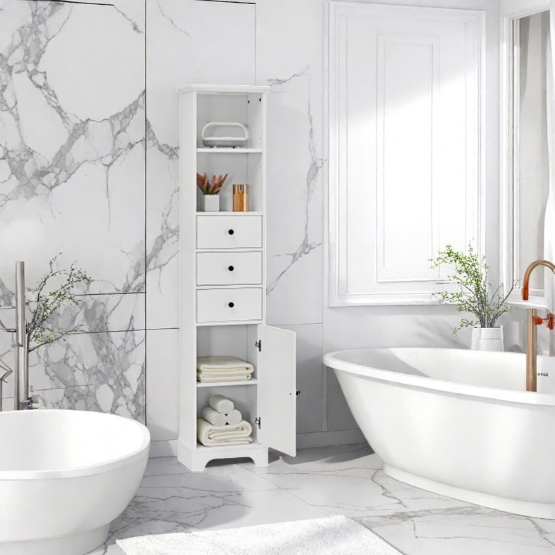 White Tall Bathroom Cabinet - image 4