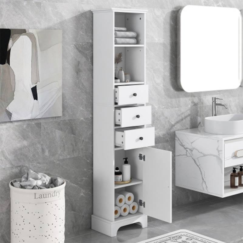 White Tall Bathroom Cabinet - image 2