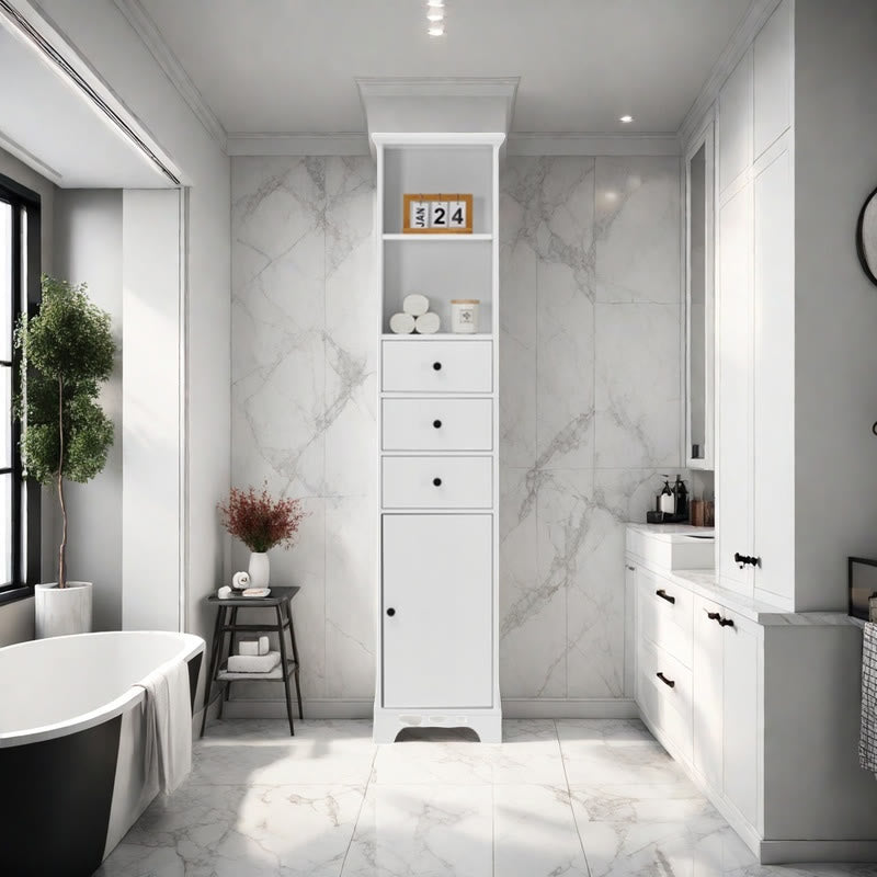 White Tall Bathroom Cabinet - image 3