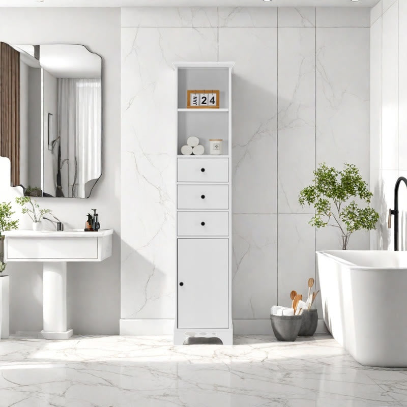 White Tall Bathroom Cabinet - image 5