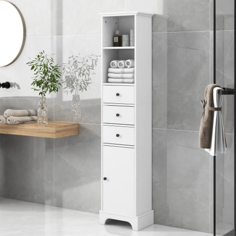 White Tall Bathroom Cabinet - White - image 0
