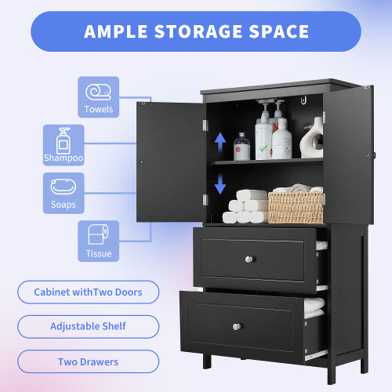 Bathroom Storage Cabinet With Two Doors And Drawers - image 16