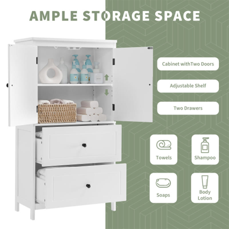 Bathroom Storage Cabinet With Two Doors And Drawers - image 4