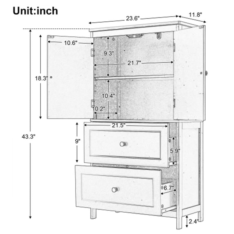 Bathroom Storage Cabinet With Two Doors And Drawers - image 17