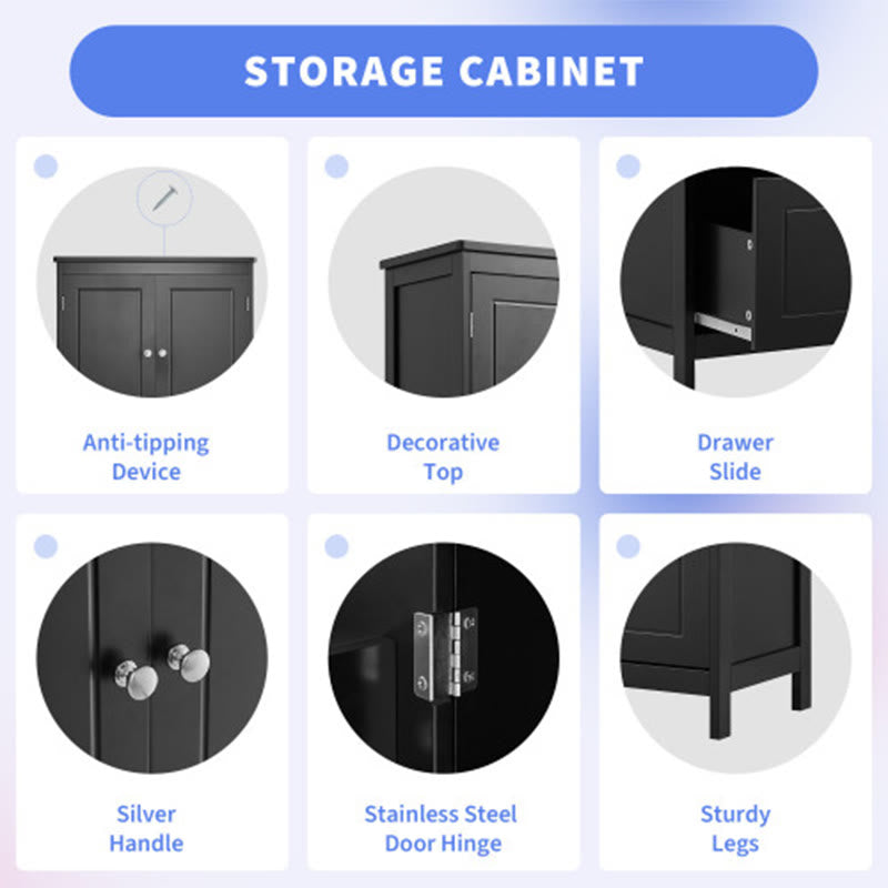 Bathroom Storage Cabinet With Two Doors And Drawers - image 14