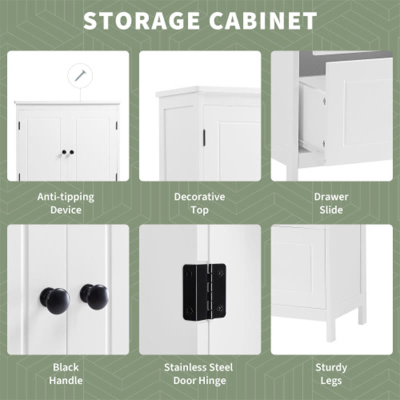 Bathroom Storage Cabinet With Two Doors And Drawers - image 6