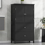 Bathroom Storage Cabinet With Two Doors And Drawers - Black - image 12