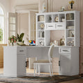 L-Shaped Storage Computer Desk - White - 65.00"L x 51.60"W x 66.10"H - image 0