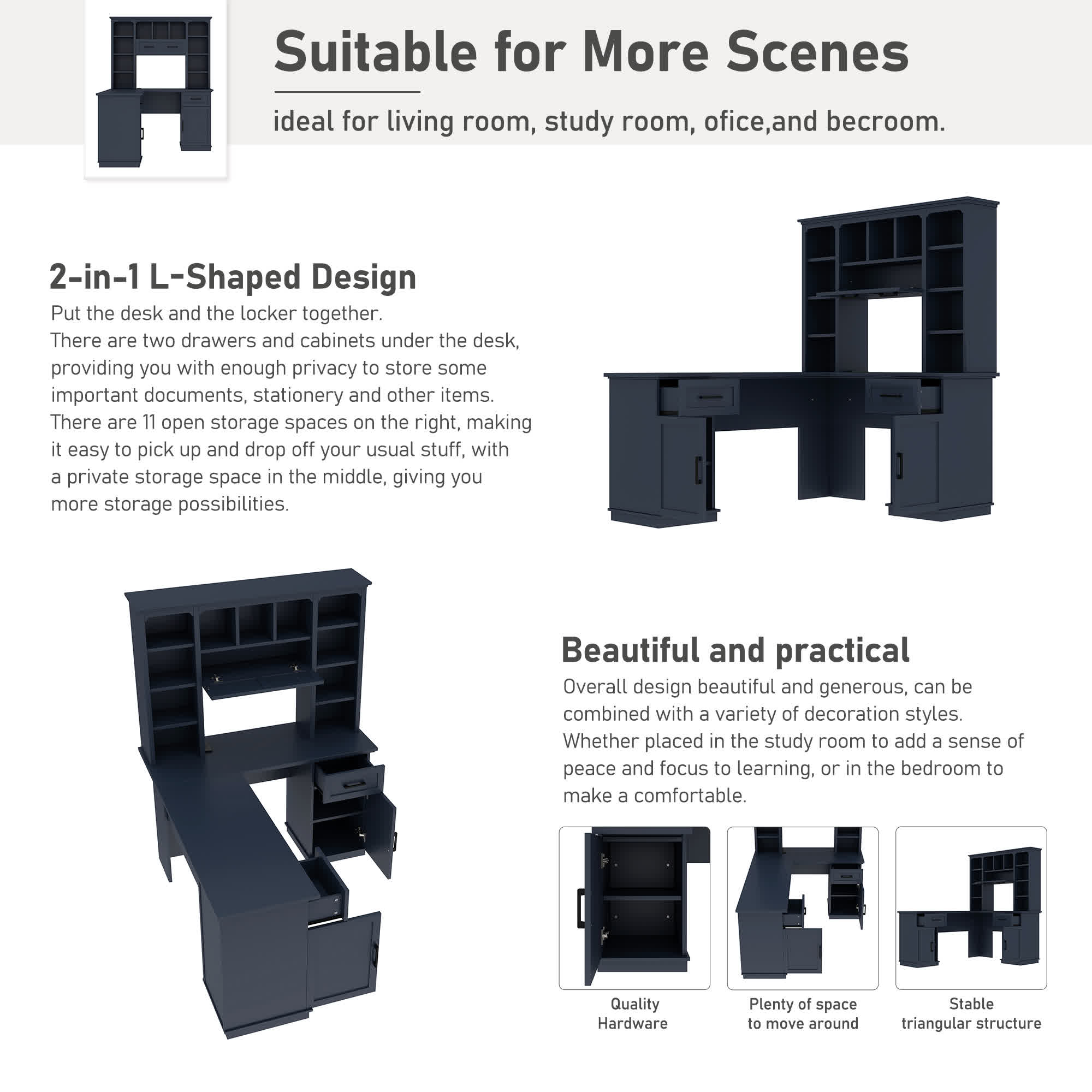 L-Shaped Storage Computer Desk - image 18