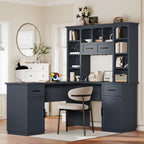 L-Shaped Storage Computer Desk - Antique Blue - 65.00"L x 51.60"W x 66.10"H - image 14