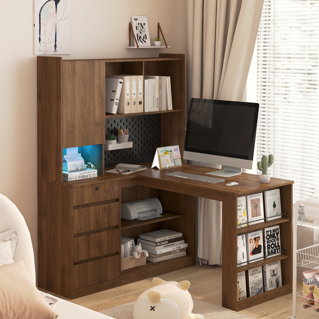 Modern Corner L-Shaped Desk - Wood - 46.06"L x 55.90"W x 62.79"H - image 0