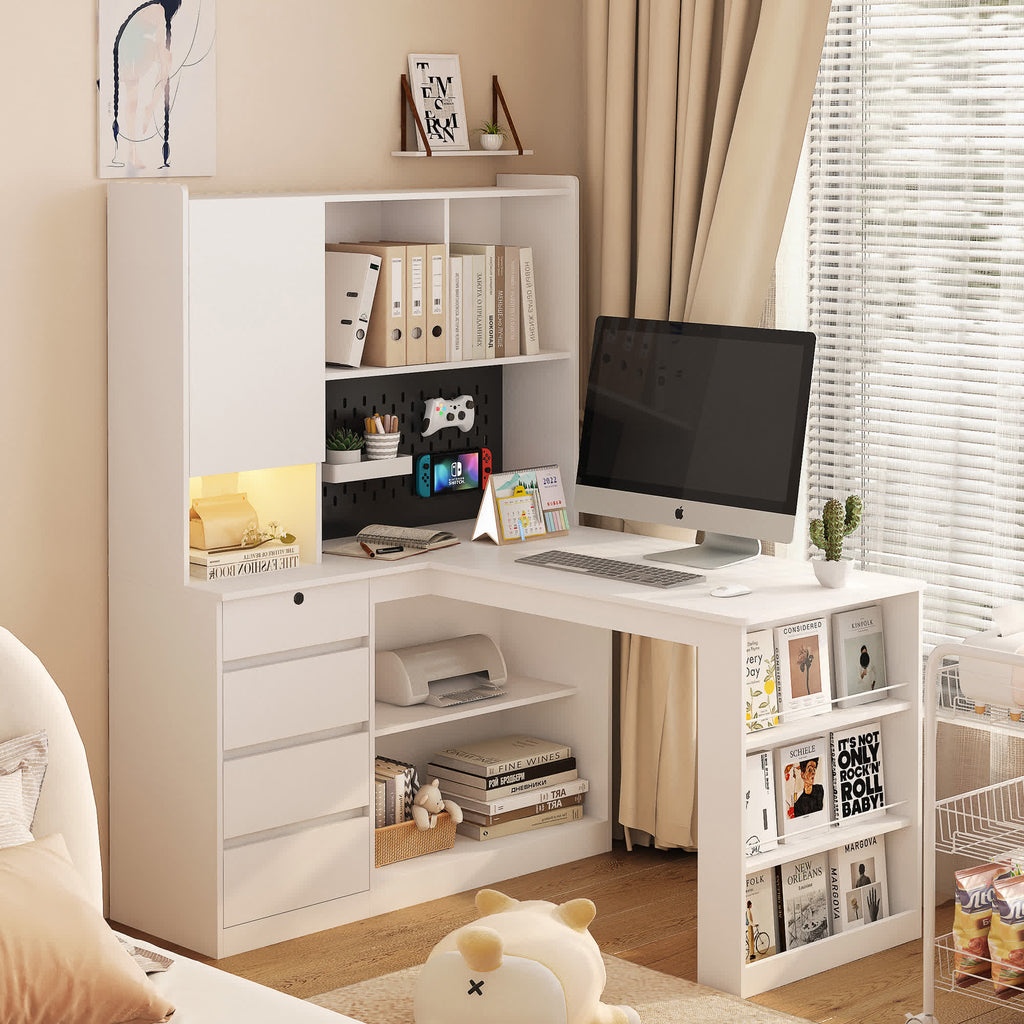 Modern Corner L-Shaped Desk - White - 46.06"L x 55.90"W x 62.79"H - image 7