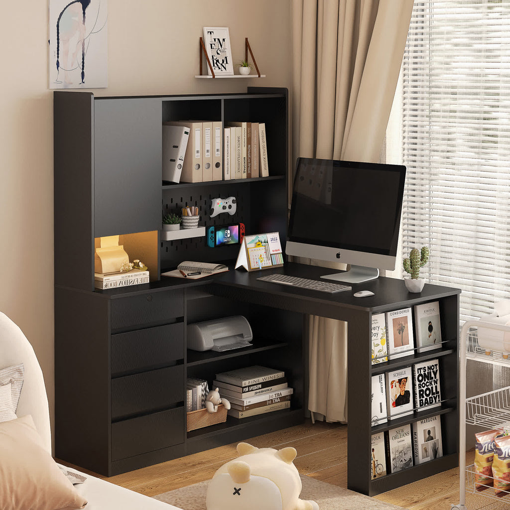 Modern Corner L-Shaped Desk - Black - 46.06"L x 55.90"W x 62.79"H - image 18