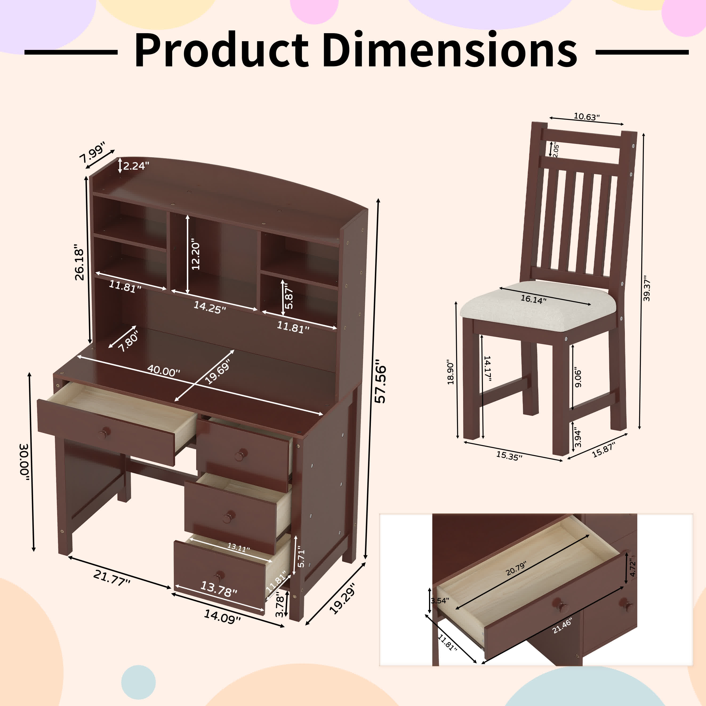 Vintage Home Executive Desk and Upholstered Chair Set - image 19