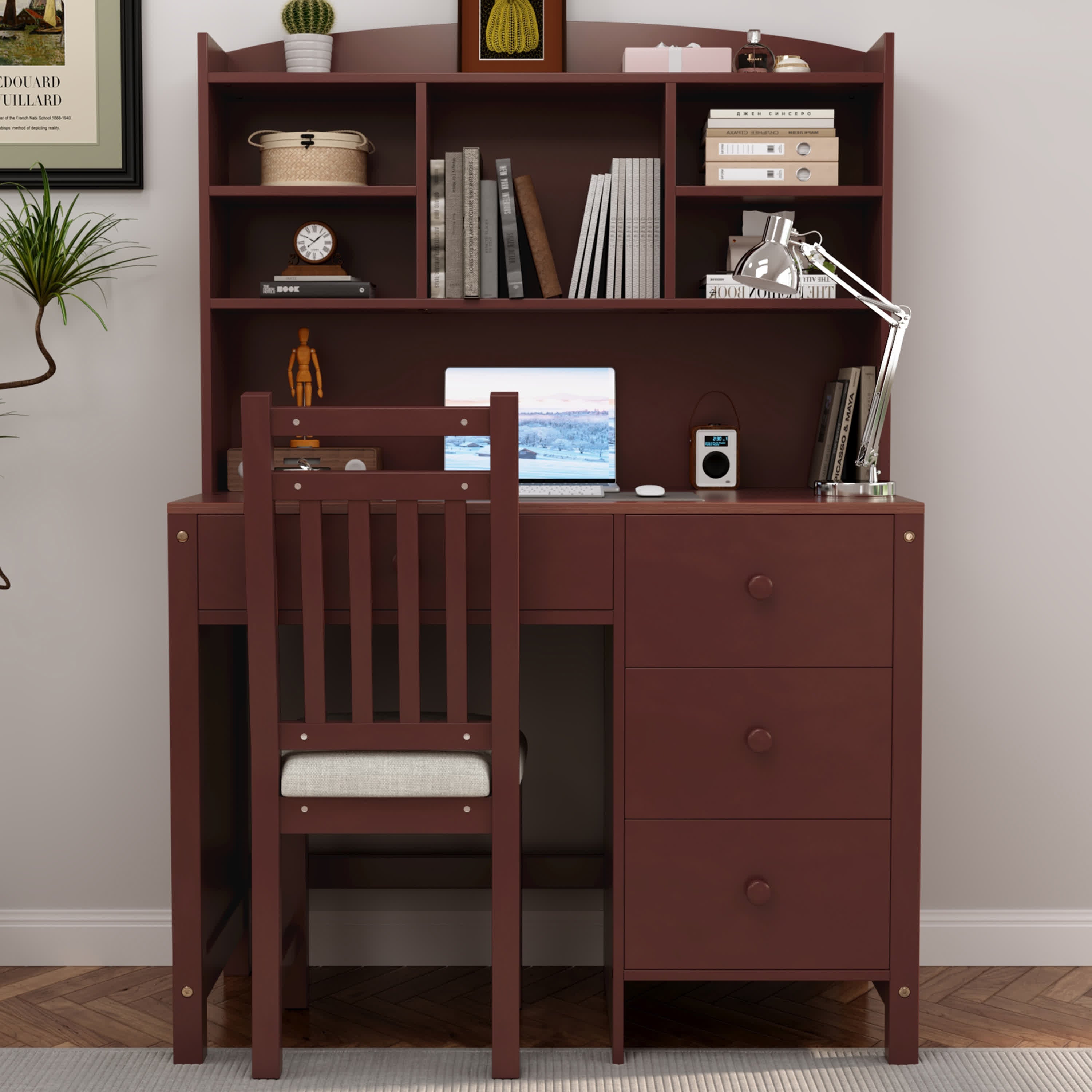 Vintage Home Executive Desk and Upholstered Chair Set - Espresso - 40.00"L x 19.29"W x 57.56"H - image 0