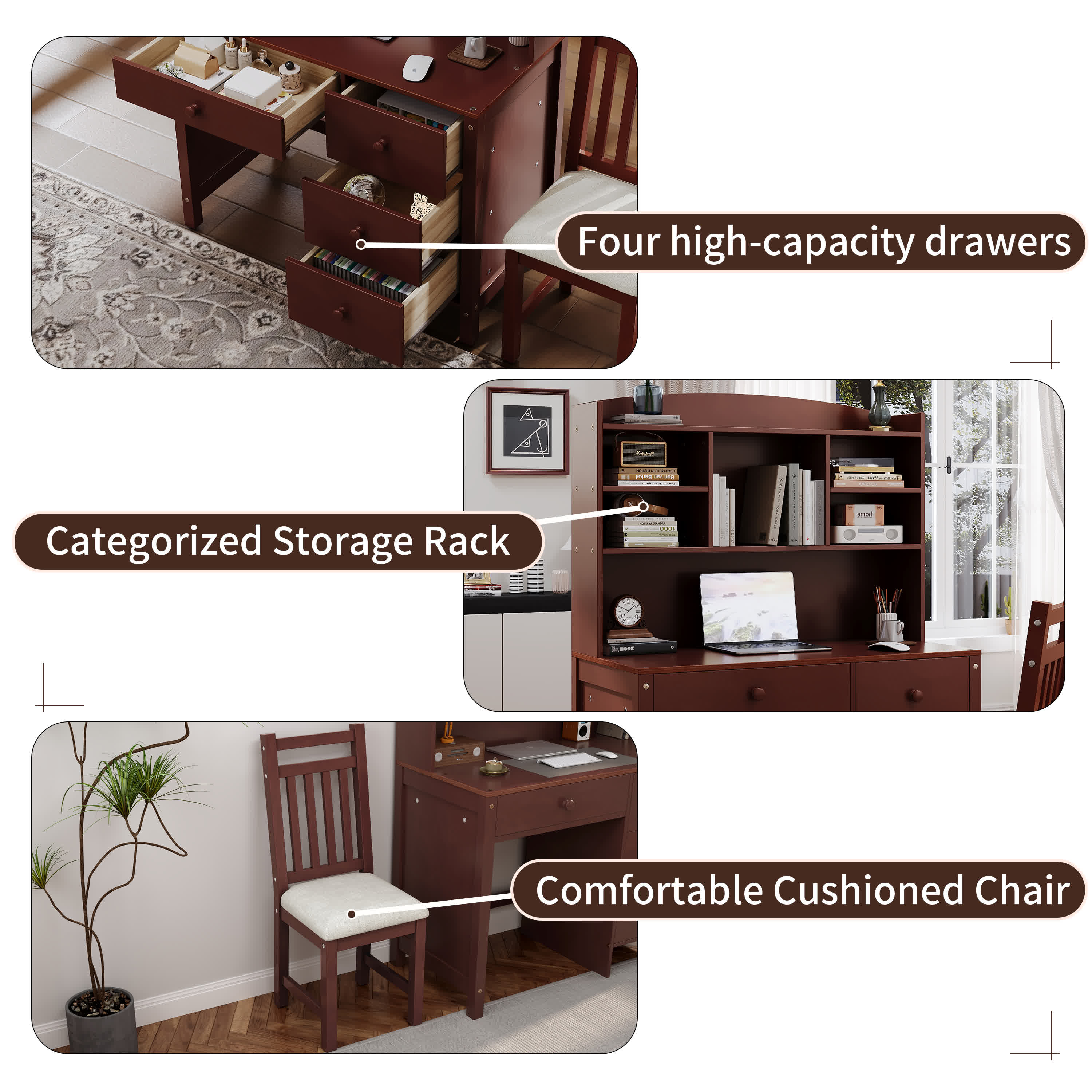 Vintage Home Executive Desk and Upholstered Chair Set - image 6
