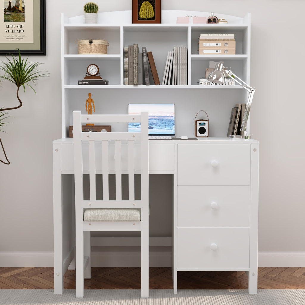 Vintage Home Executive Desk and Upholstered Chair Set - White - 40.00"L x 19.29"W x 57.56"H - image 20