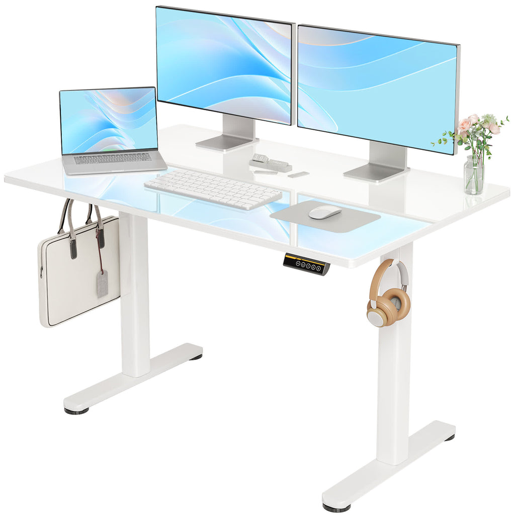 Electric White Glass Standing Desk - image 1