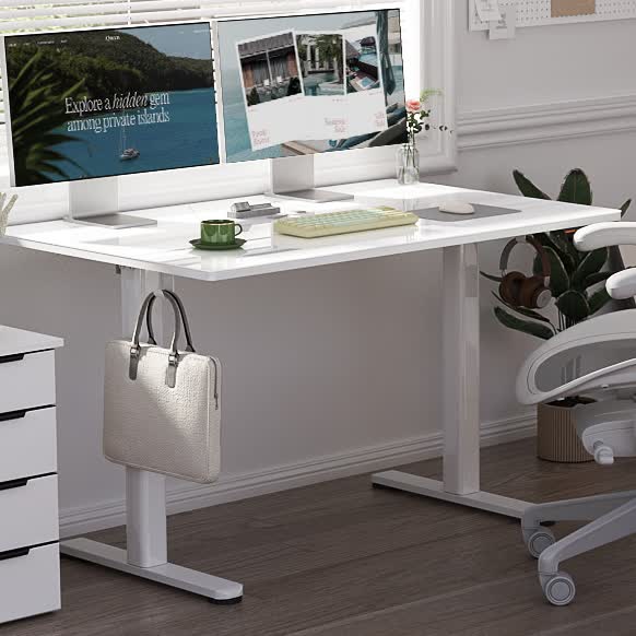 Electric White Glass Standing Desk - image 2