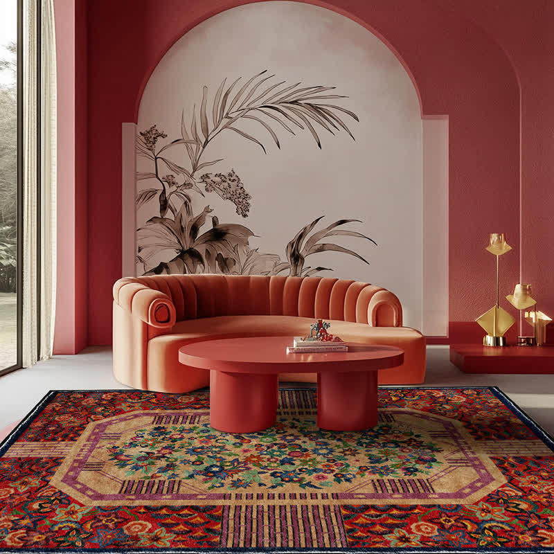 Anti-slip Foldable Vintage Floral Indoor Outdoor Rug - image 2