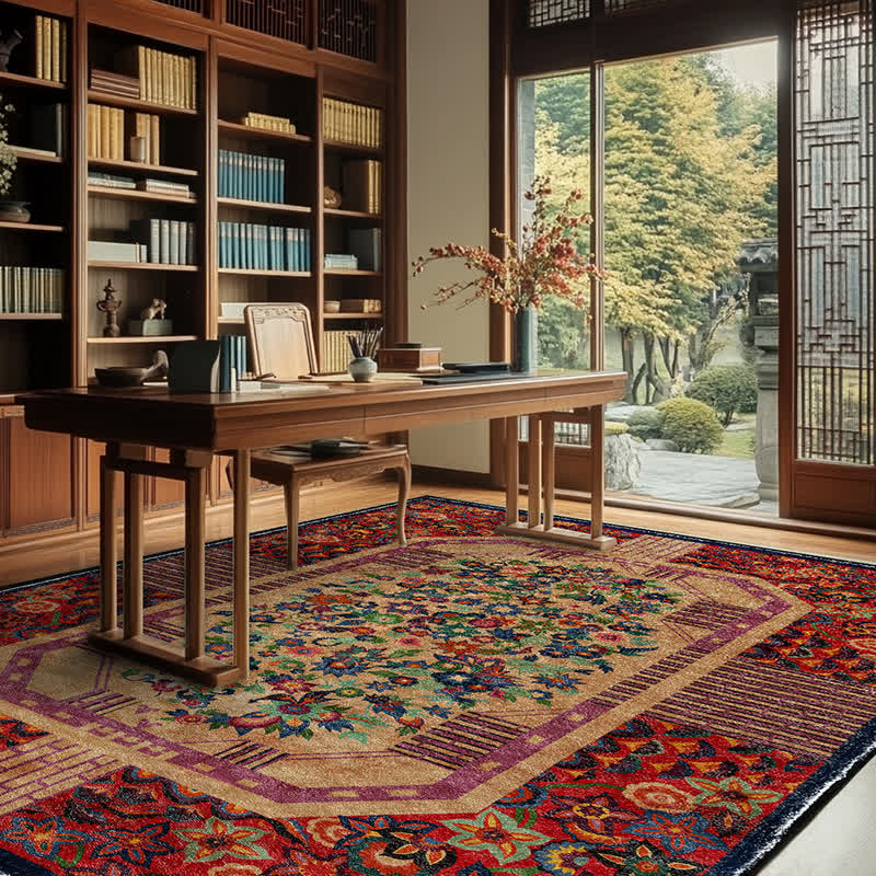 Anti-slip Foldable Vintage Floral Indoor Outdoor Rug - image 1