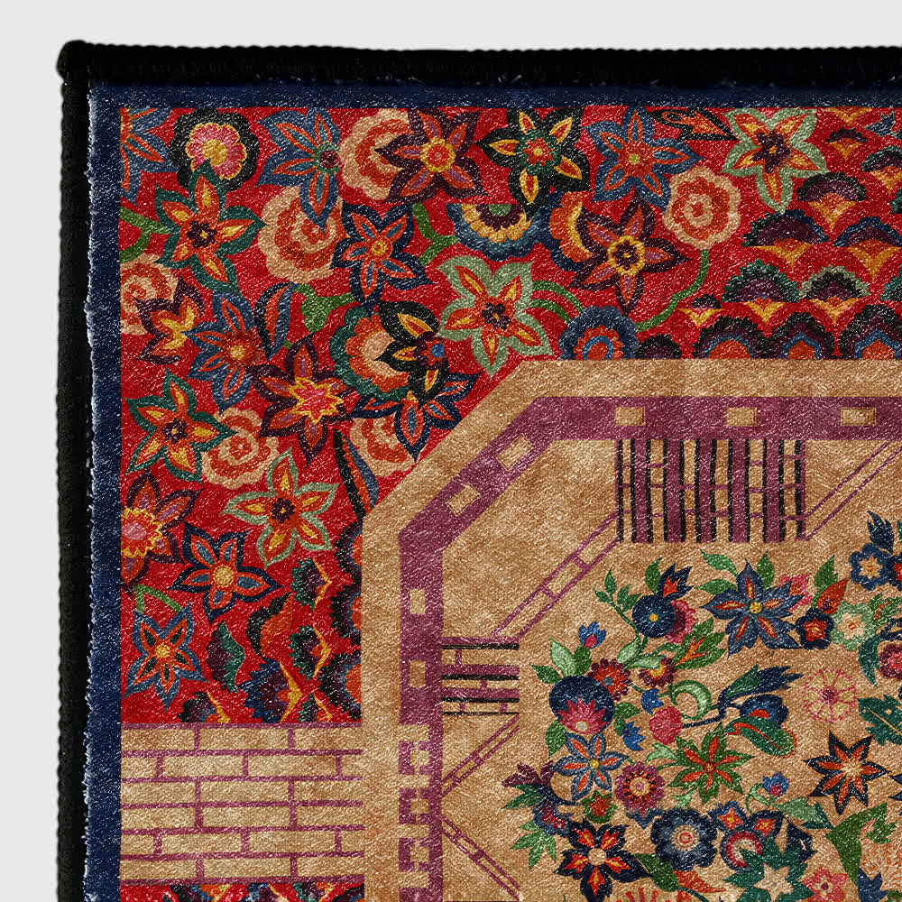 Anti-slip Foldable Vintage Floral Indoor Outdoor Rug - image 4