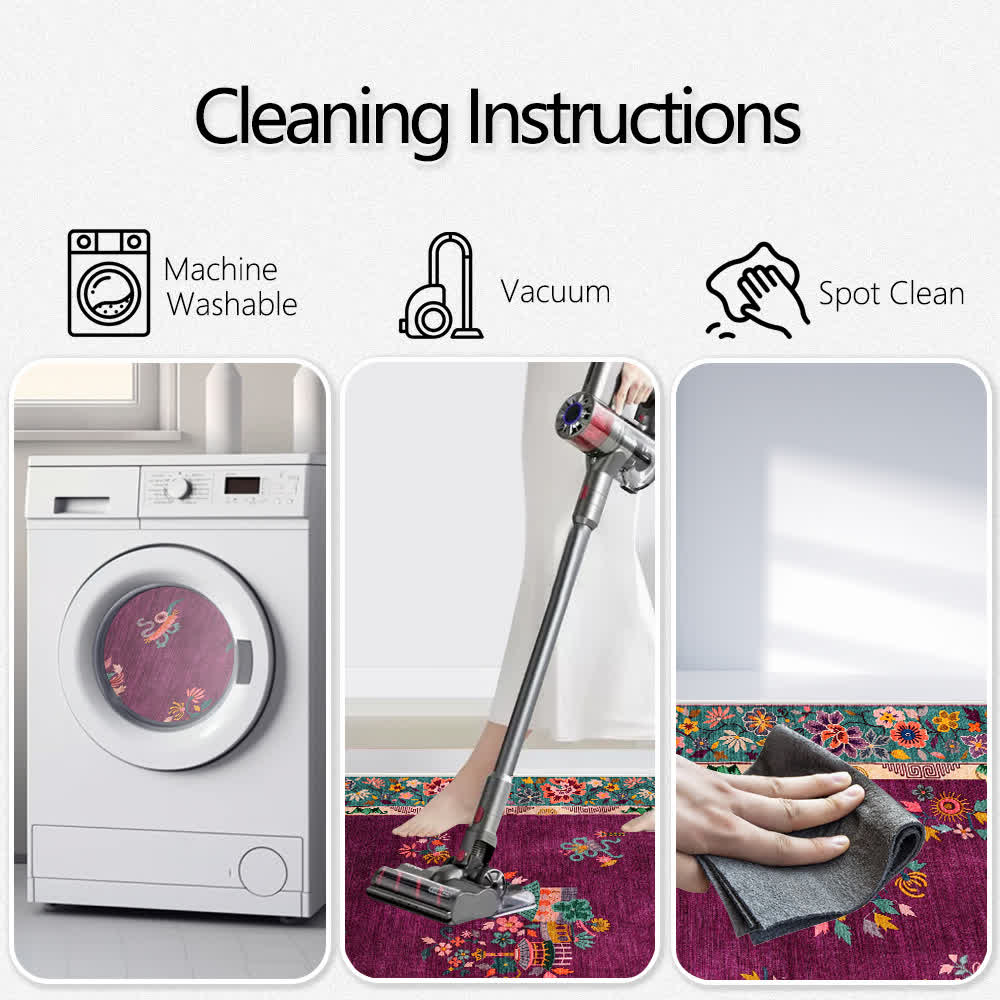 Retro Floral Anti-slip Indoor Outdoor Rug